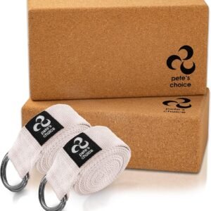 Pack 2 Blocs Liège + 2 Sangles Yoga Pete&rsquo;s Choice – Kit Naturel Eco-Friendly