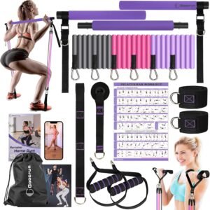 Kit Barre Pilates Portable avec Bandes Résistance – Studio Domicile Complet