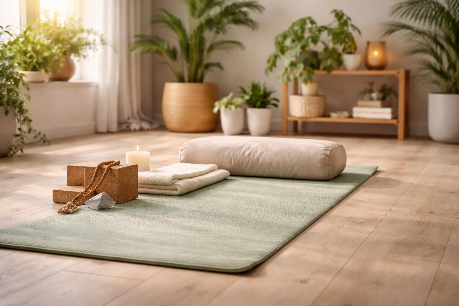 Espace de yoga lumineux et apaisant
