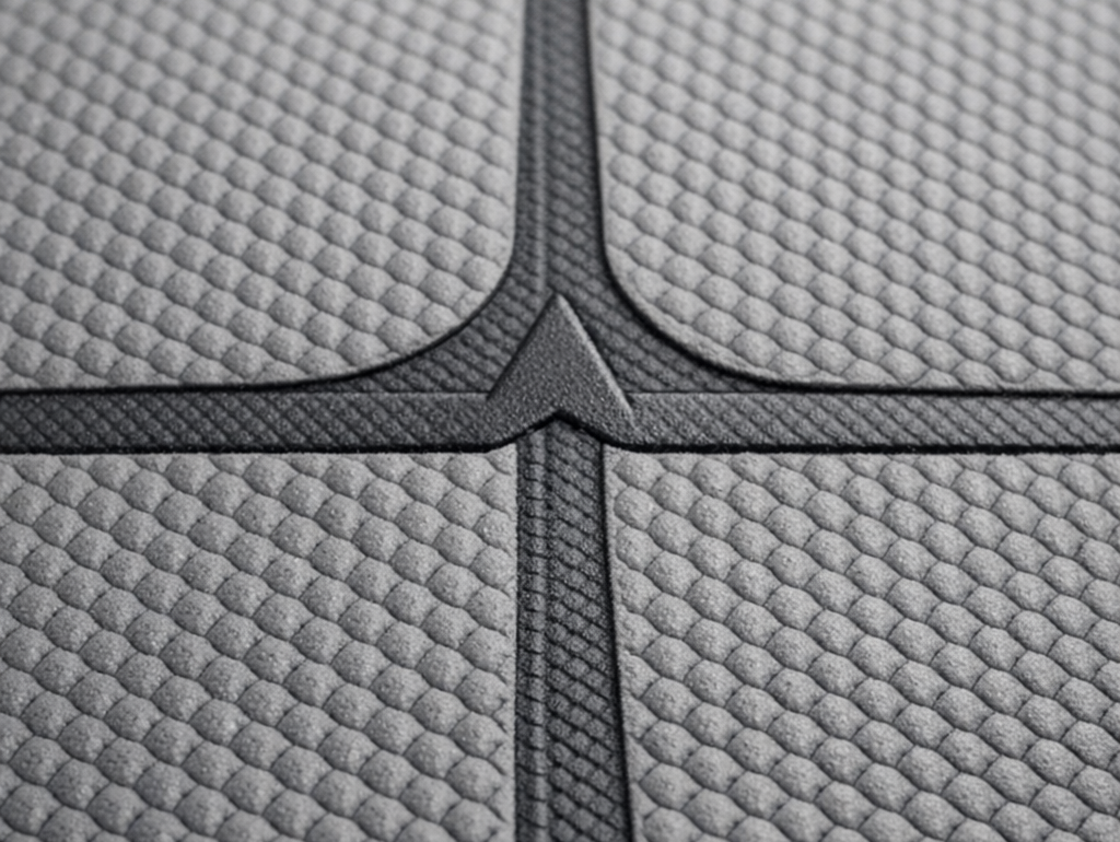 Gros plan texture surface tapis yoga antidérapant TPE avec lignes alignement corporel