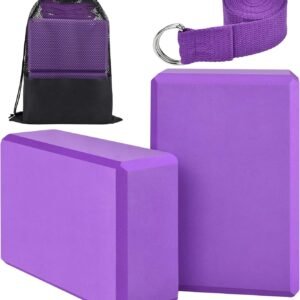 Kit Yoga 4 Pièces : 2 Blocs Mousse EVA + Sangle + Sac de Transport