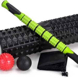 Odoland Foam Roller Kit 5-en-1 – Rouleau Massage Trigger Points + Bâton + Balles Récupération
