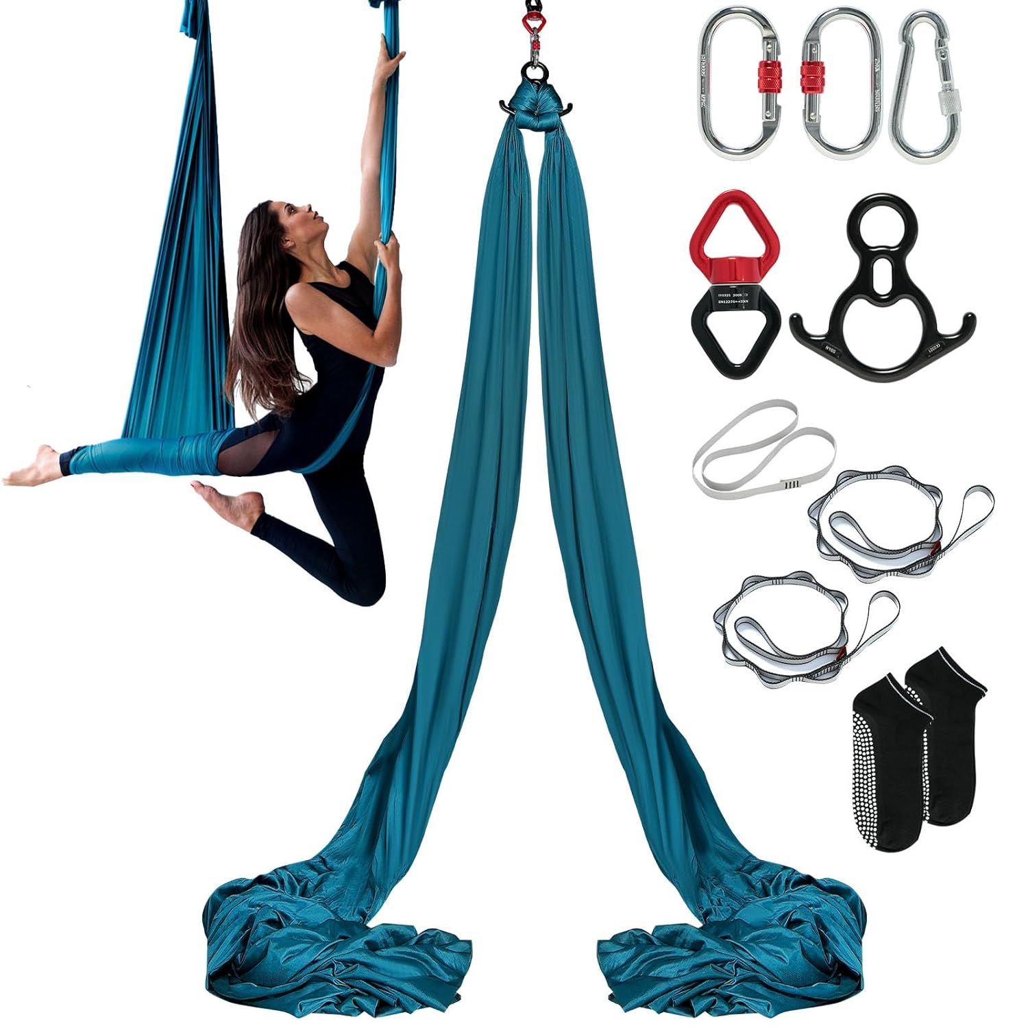 VEVOR Hamac Yoga Aérien 8×2,8m – Kit Balançoire Yoga Inversion Nylon Charge 1000kg Anti-Gravité
