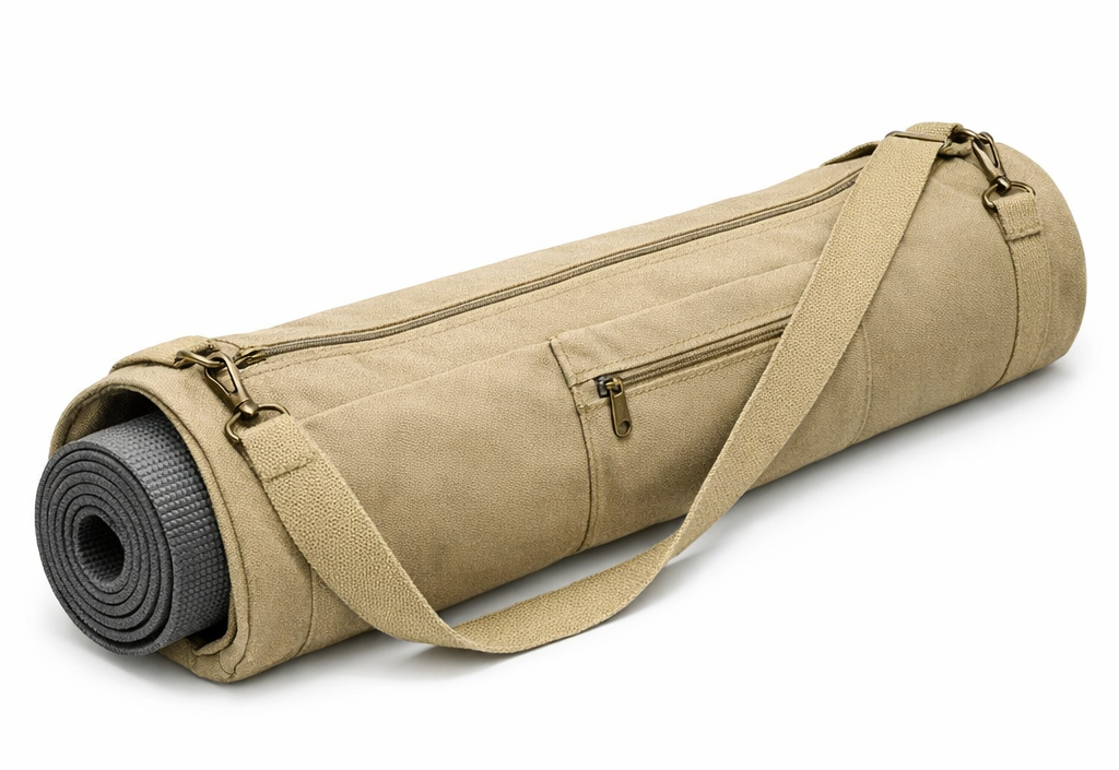 Sac pour tapis de yoga en toile naturelle avec tapis roulé bandoulière réglable