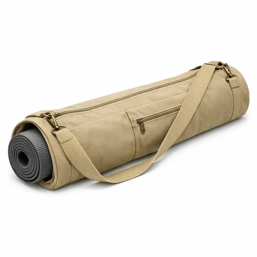 Sac pour tapis de yoga en toile naturelle avec tapis roulé bandoulière réglable