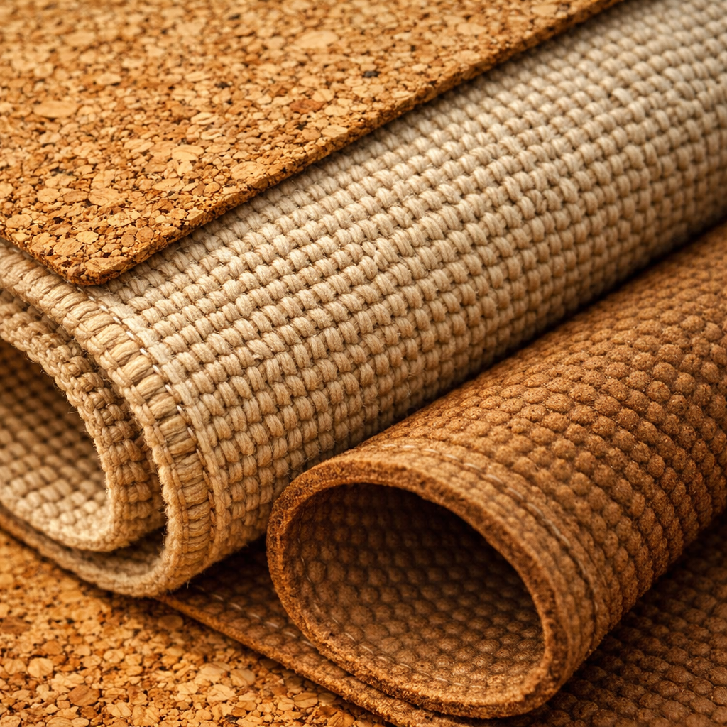 Tapis de yoga bio texture naturelle caoutchouc liège coton