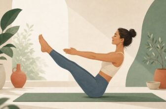 Femme en posture du bateau, gainage du centre