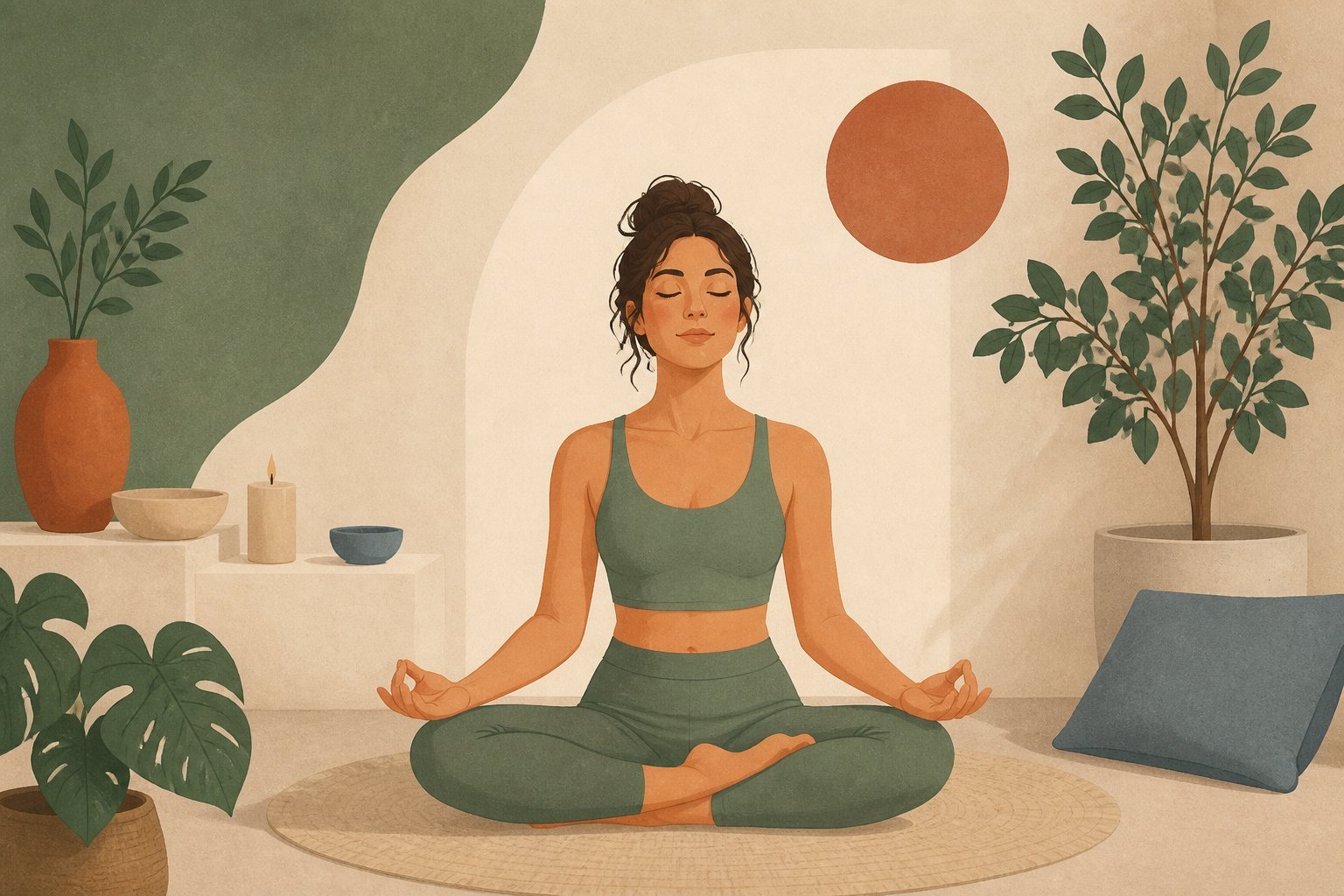 Femme en posture de lotus méditation yoga relaxation mentale