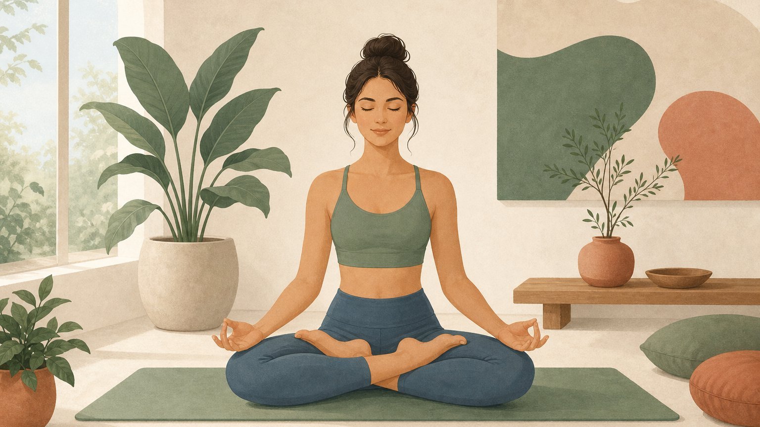 Femme en posture du lotus en méditation