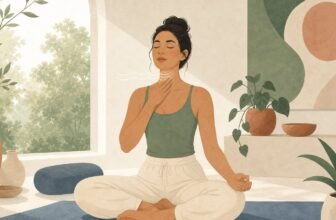 Femme pratiquant la respiration Ujjayi en méditation assise