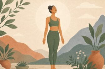 Personne en posture de la montagne au lever du soleil, bienfaits du yoga