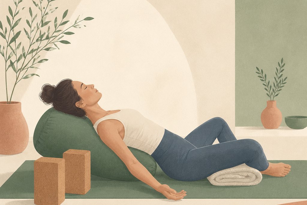 Accessoires du yoga Iyengar : briques, sangle et traversin pour l'alignement