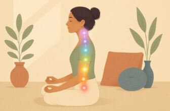 Méditation avec les sept chakras alignés le long de la colonne