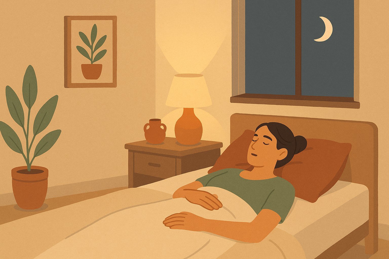 Femme allongée pratiquant la respiration 4-7-8 au coucher