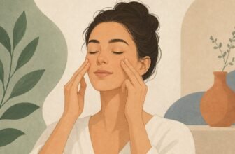 Femme pratiquant le yoga du visage, automassage des pommettes