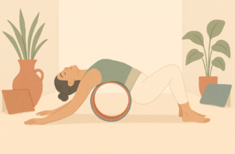 Femme en extension douce du dos sur une roue de yoga