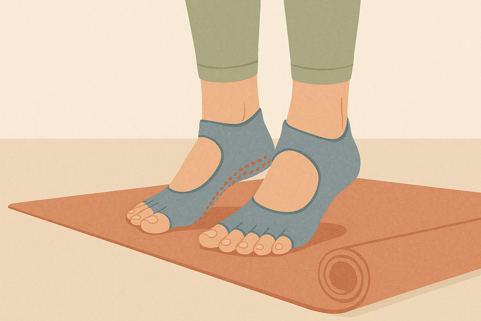 Chaussettes de yoga antidérapantes à picots sur un tapis
