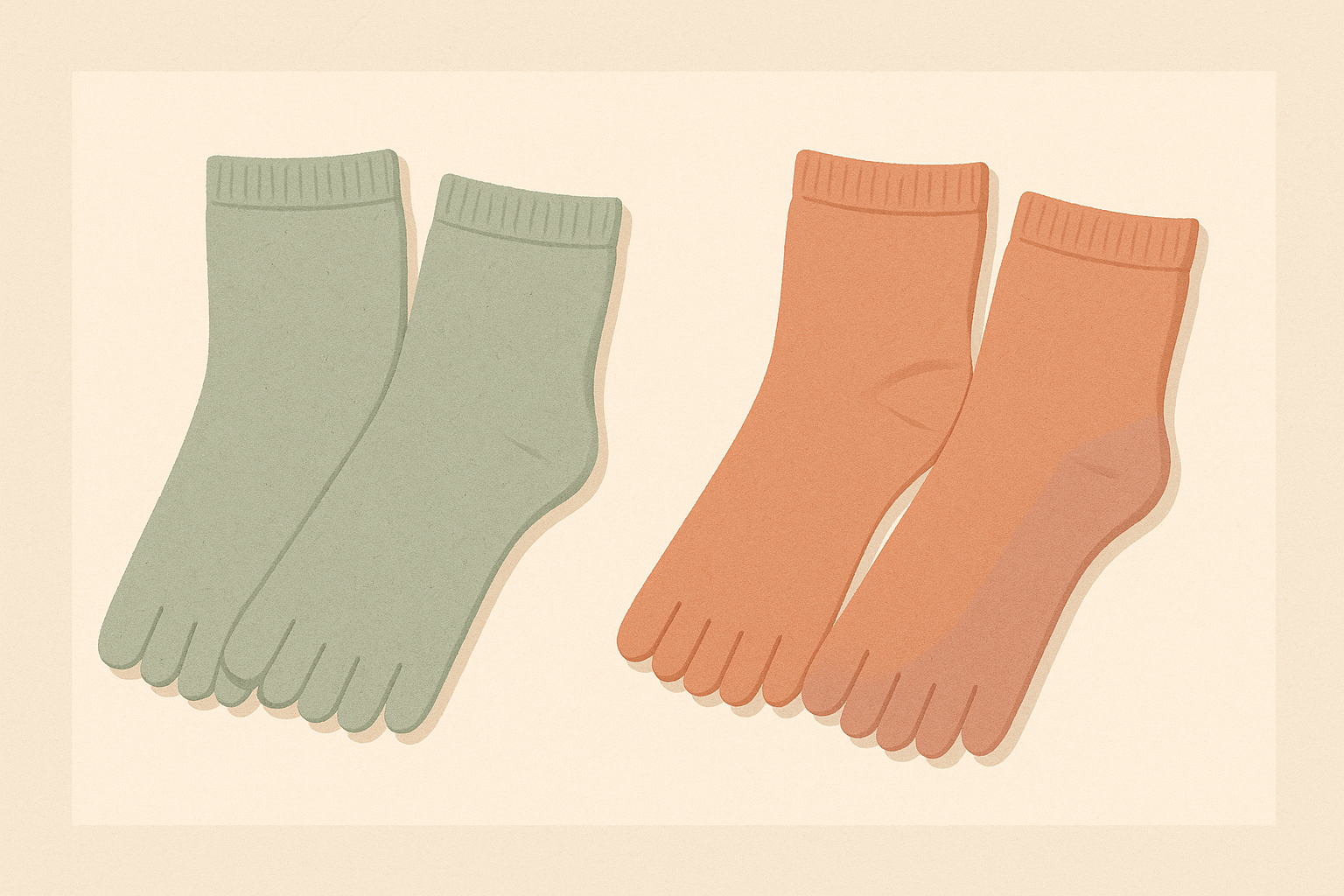 Chaussettes de yoga en coton et en bambou posées à plat