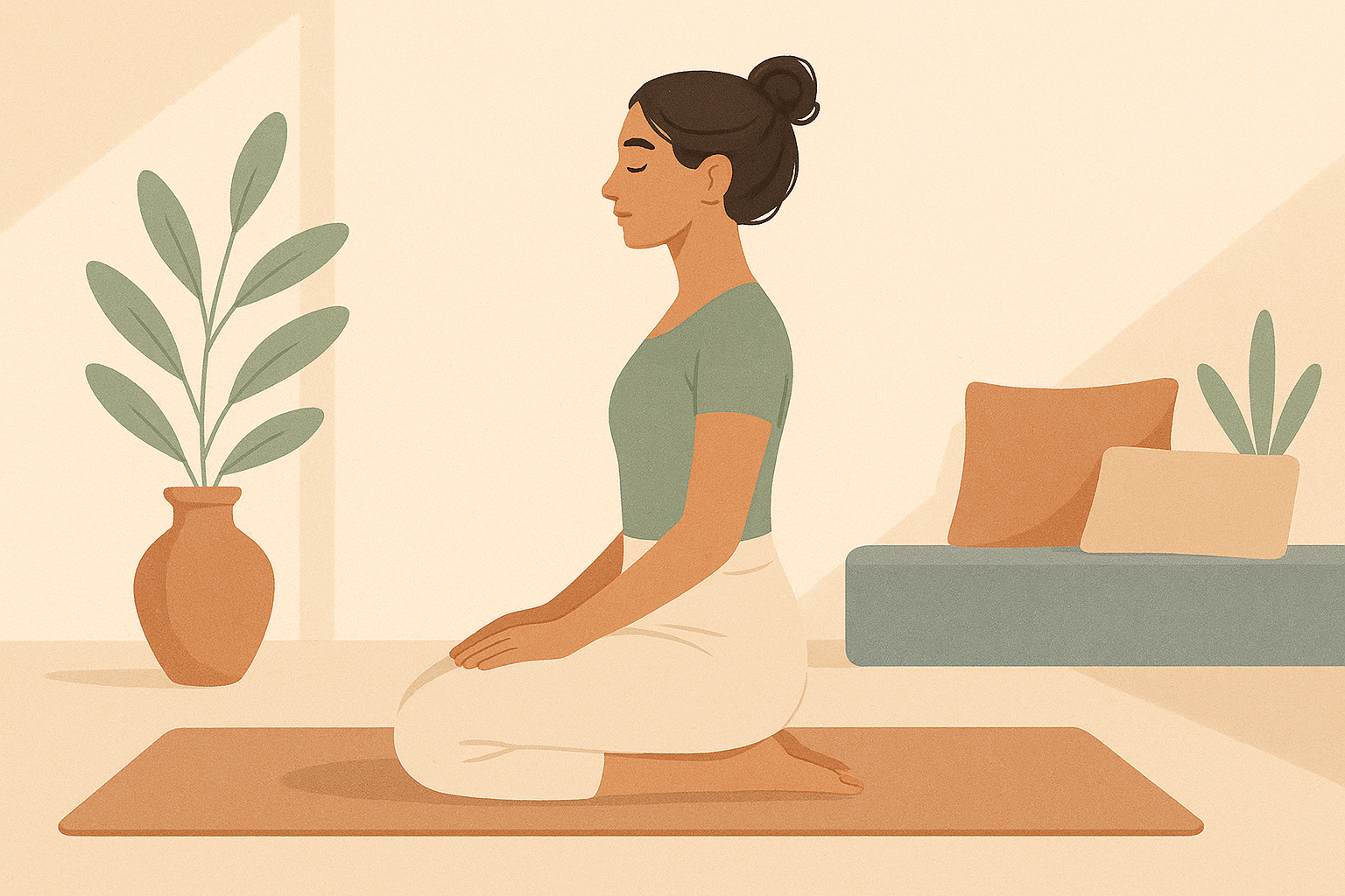 Vajrasana, assise sur les talons apres le repas