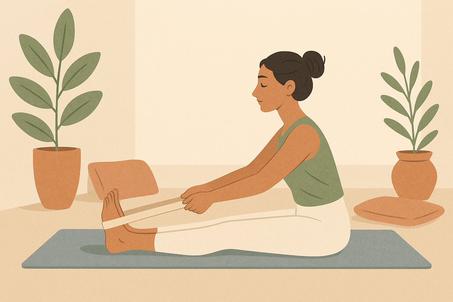 Flexion avant assistée avec une sangle de yoga