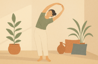 Femme en flexion latérale bras levés, salutation à la lune