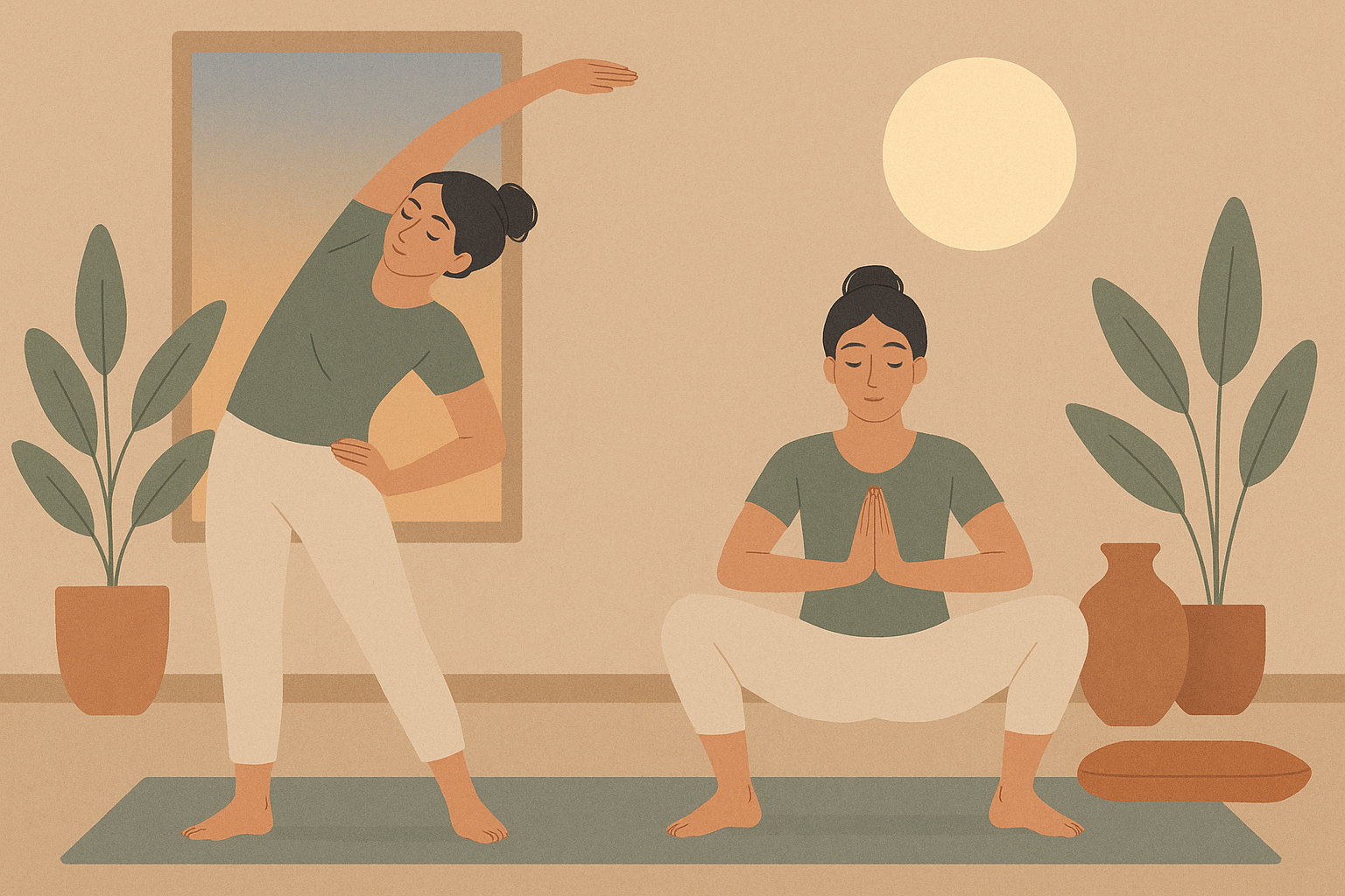 Sequence de la salutation a la lune : flexion laterale et deesse